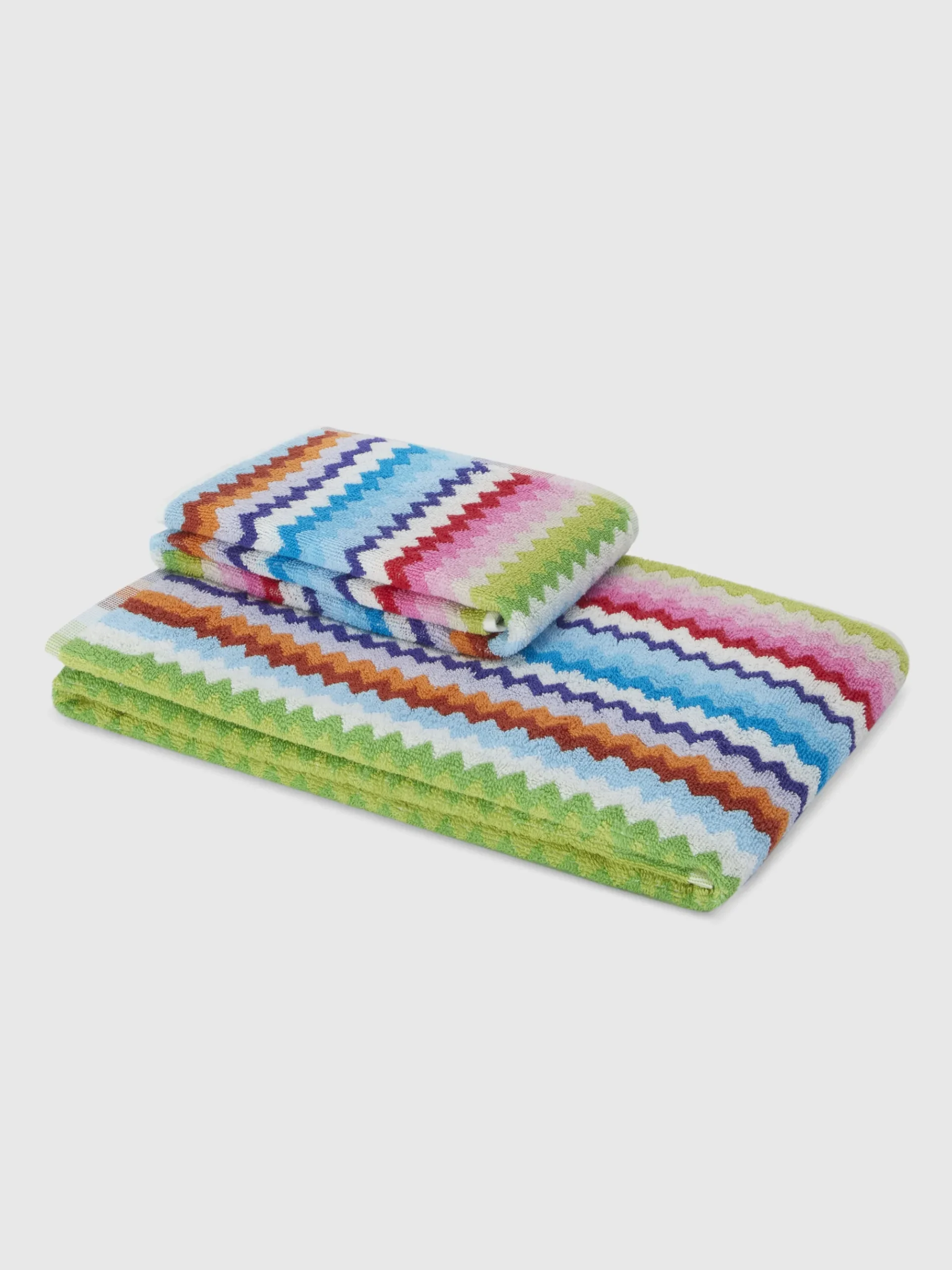 2 Piece Set of Zig Zag Cotton Terry Riverbero Bath Towels