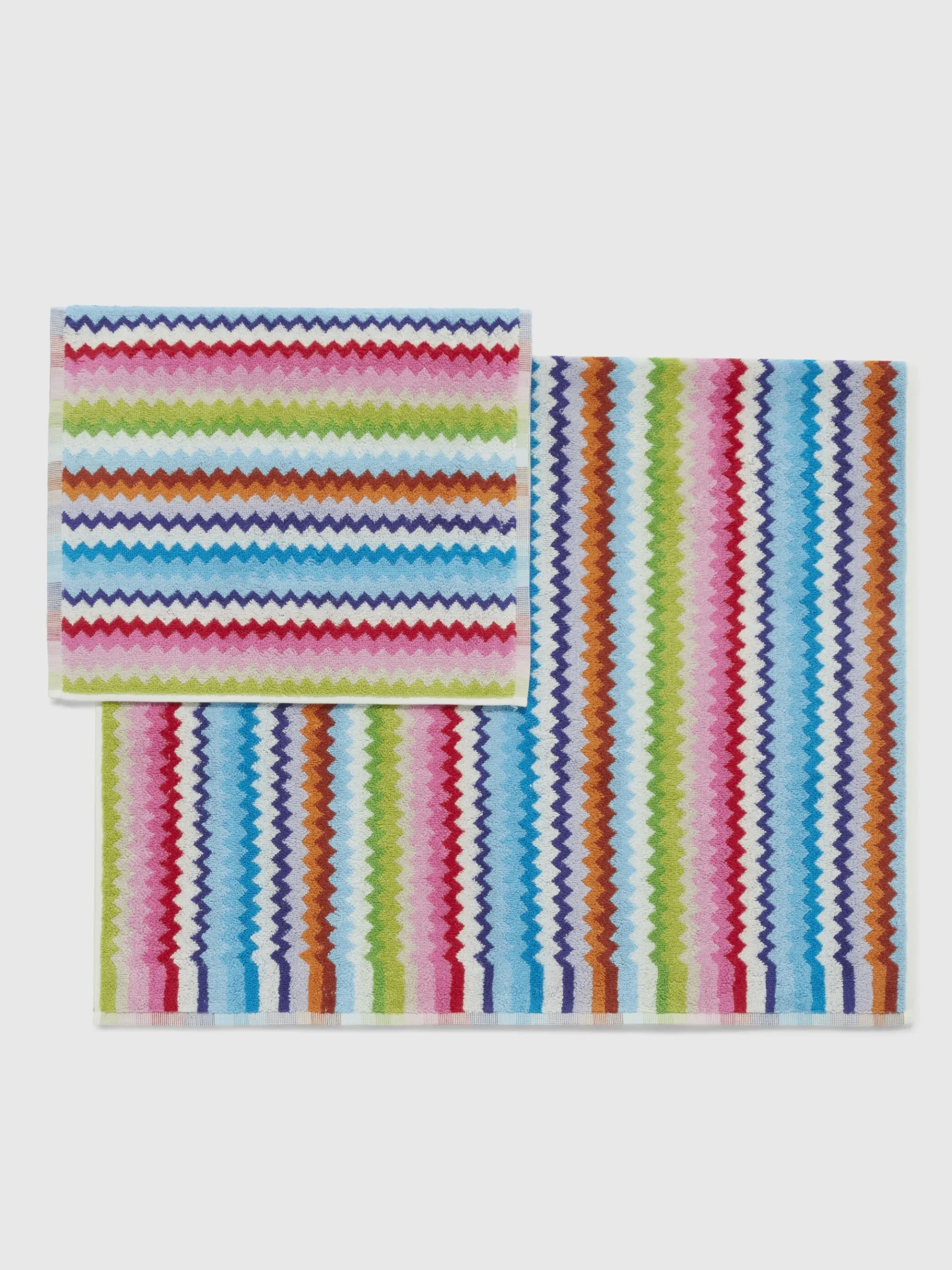 2 Piece Set of Zig Zag Cotton Terry Riverbero Bath Towels