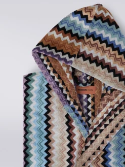 Adam chevron cotton terry hooded bathrobe