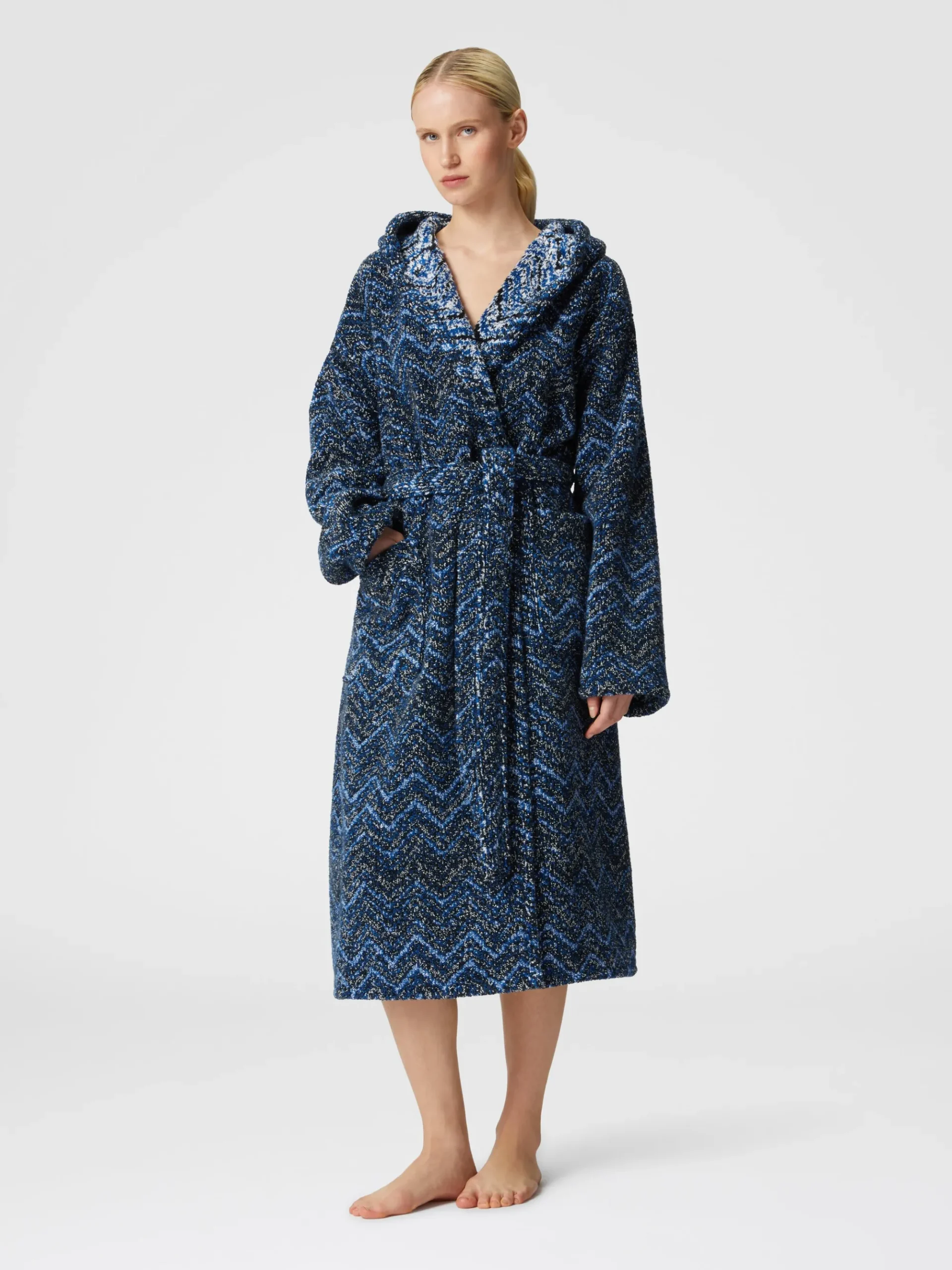 Azul cotton terry chevron bathrobe