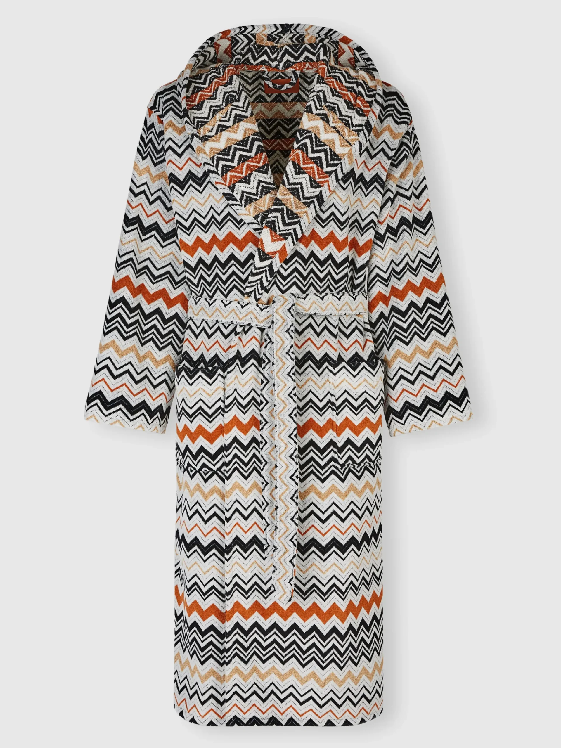 Bernard bathrobe in cotton terry with zigzag pattern