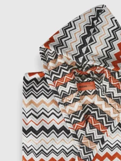 Bernard bathrobe in cotton terry with zigzag pattern
