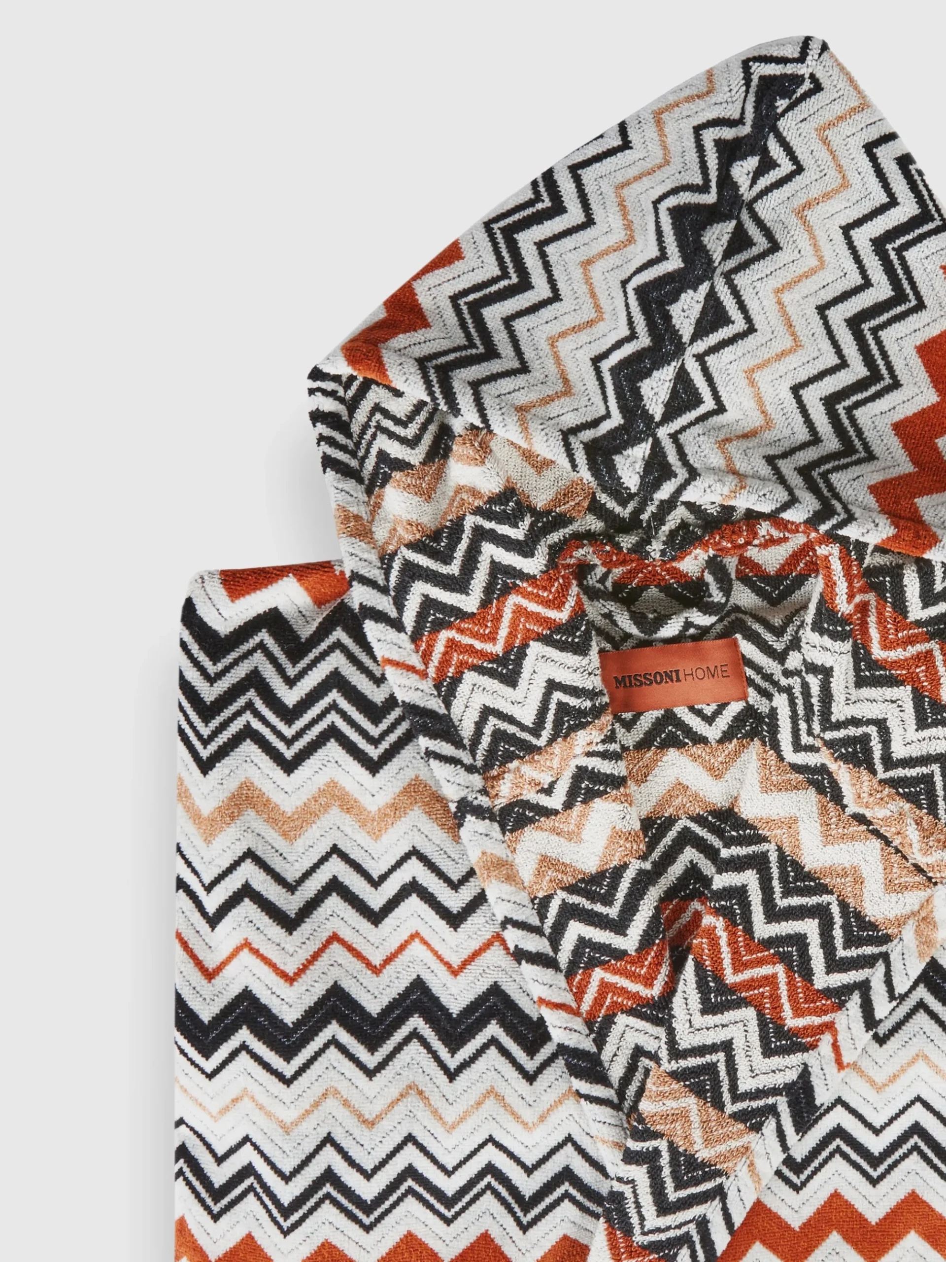 Bernard bathrobe in cotton terry with zigzag pattern
