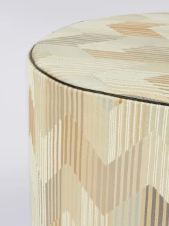 Betulla 40x30 cm cylindrical pouffe with chevron pattern and stripes