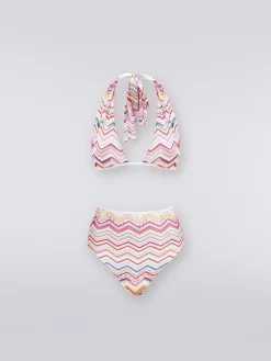Bikini in crochet with lurex and high-waisted briefs