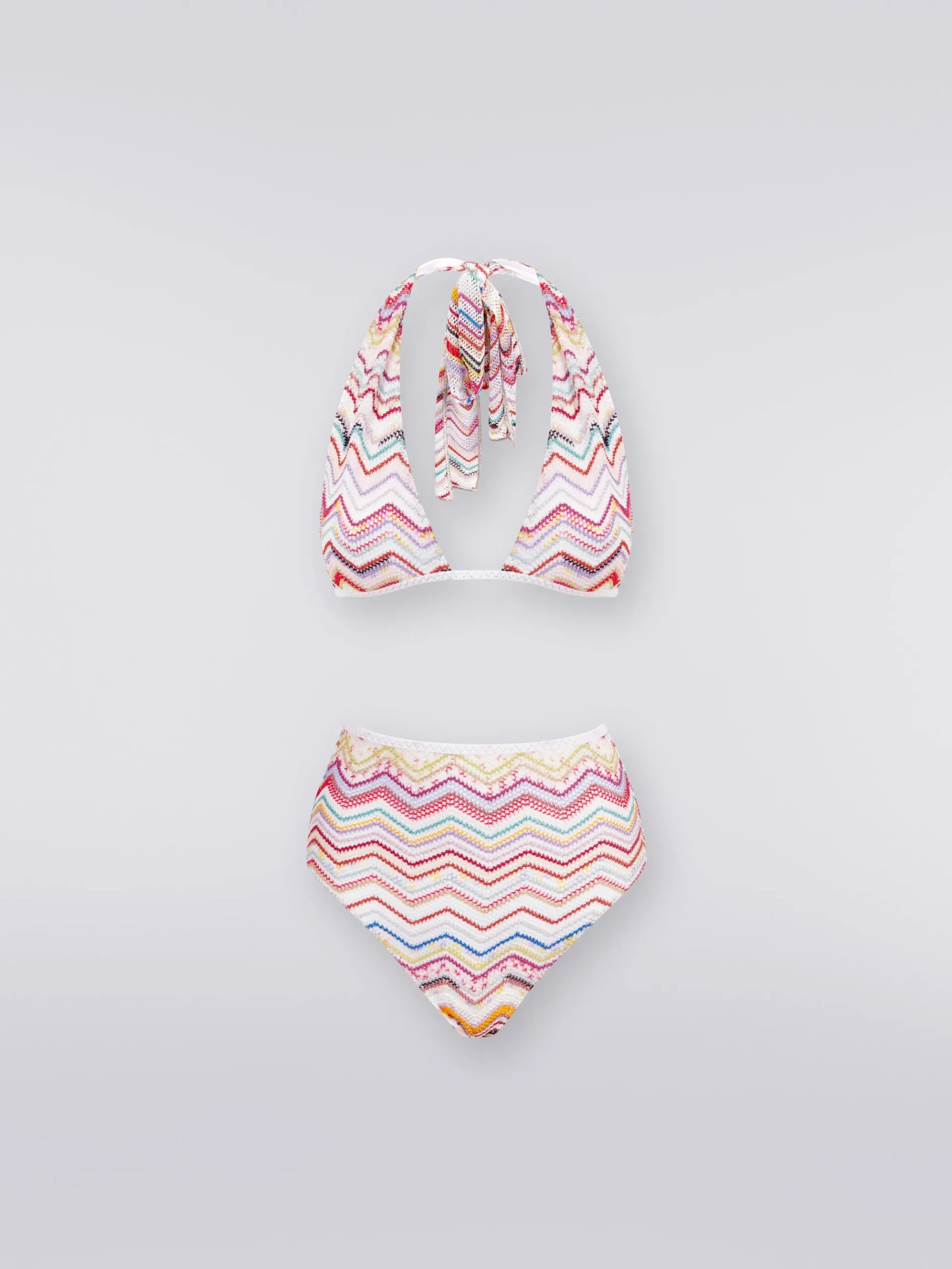 Bikini in crochet with lurex and high-waisted briefs