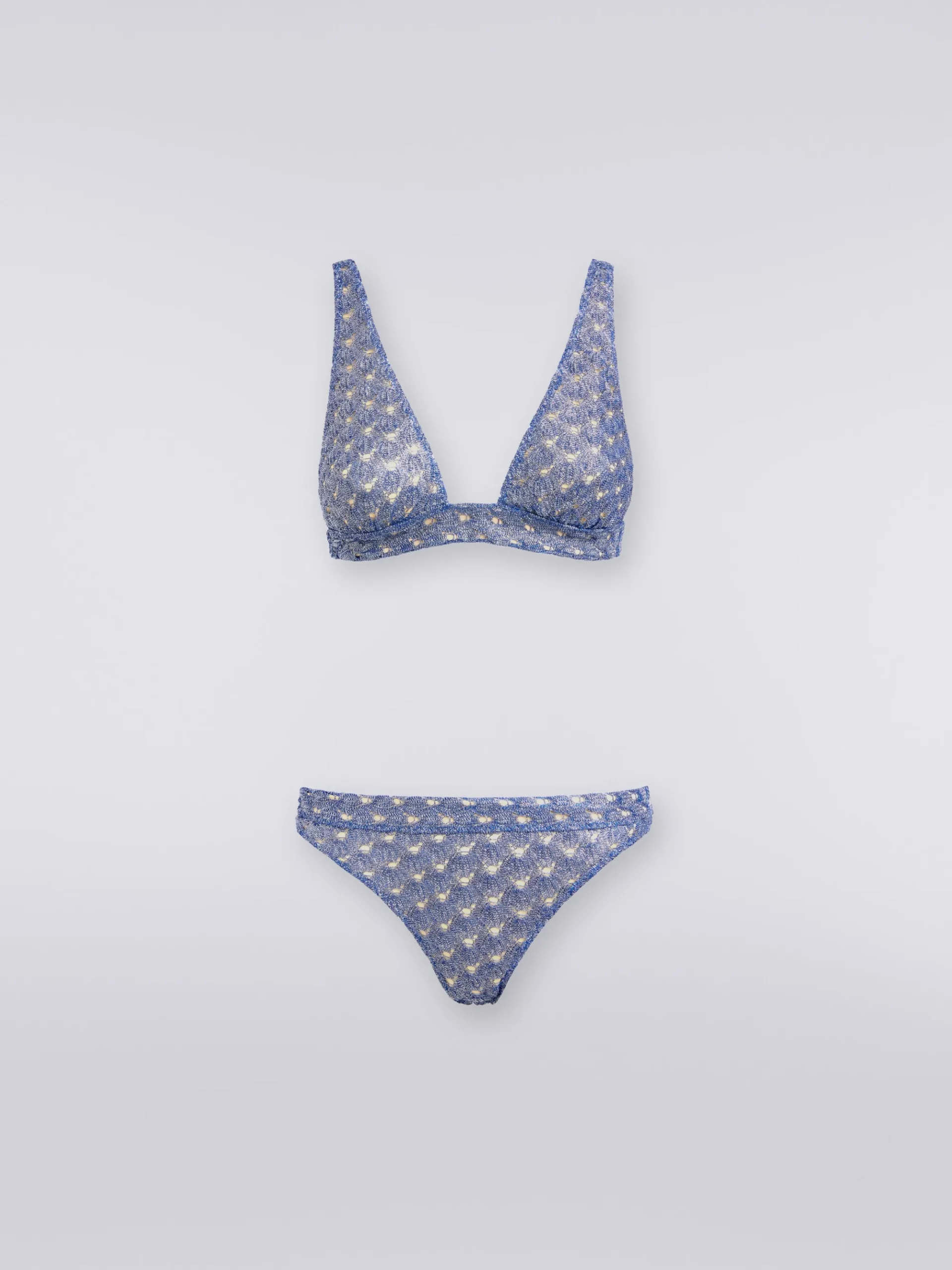 Bikini in lace-effect viscose with glossy finish