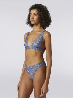 Bikini in lace-effect viscose with glossy finish