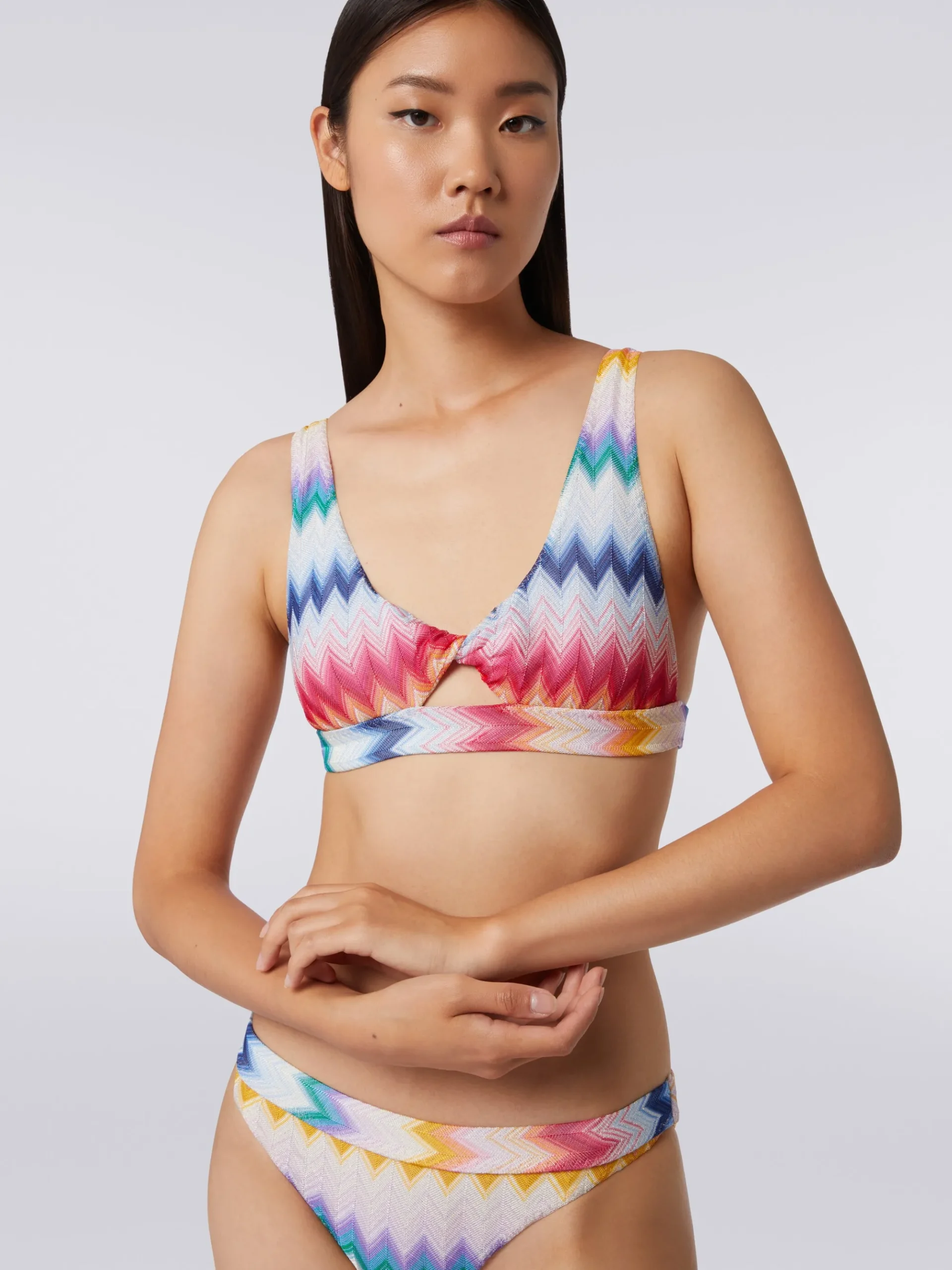 Bikini in zigzag viscose with lurex