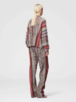 Blouse with lamé viscose scarf collar
