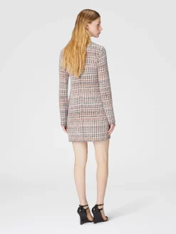Bouclé checkered mini-dress with sequins