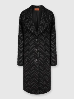 Bouclé knit coat with lamé chevron