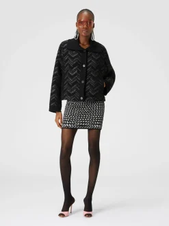 Bouclé knit jacket with lamé chevron