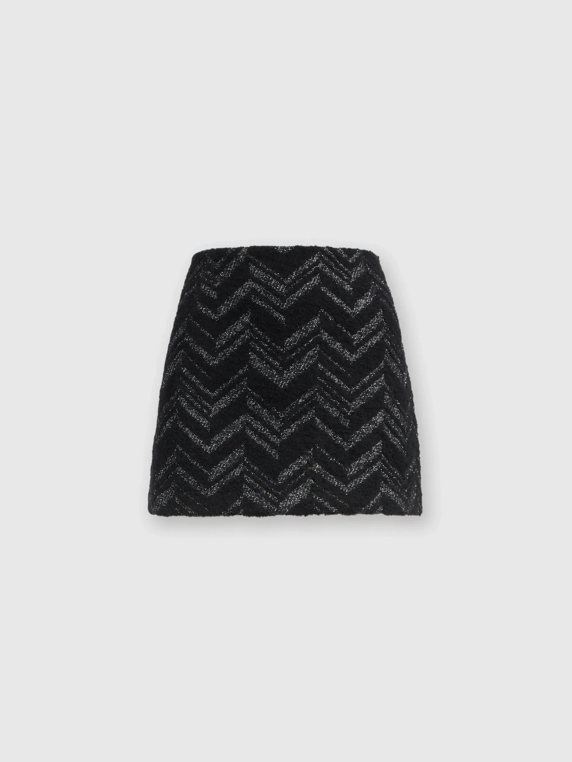 Bouclé mini skirt with lamé chevron motif