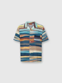 Bowling shirt with gradient zig zag print and breast pocket