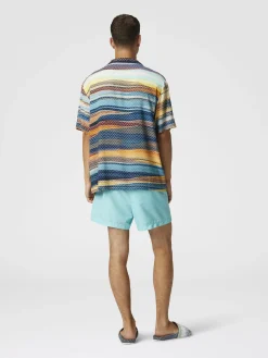 Bowling shirt with gradient zig zag print and breast pocket