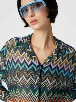 Bowling-cut shirt in zig zag viscose