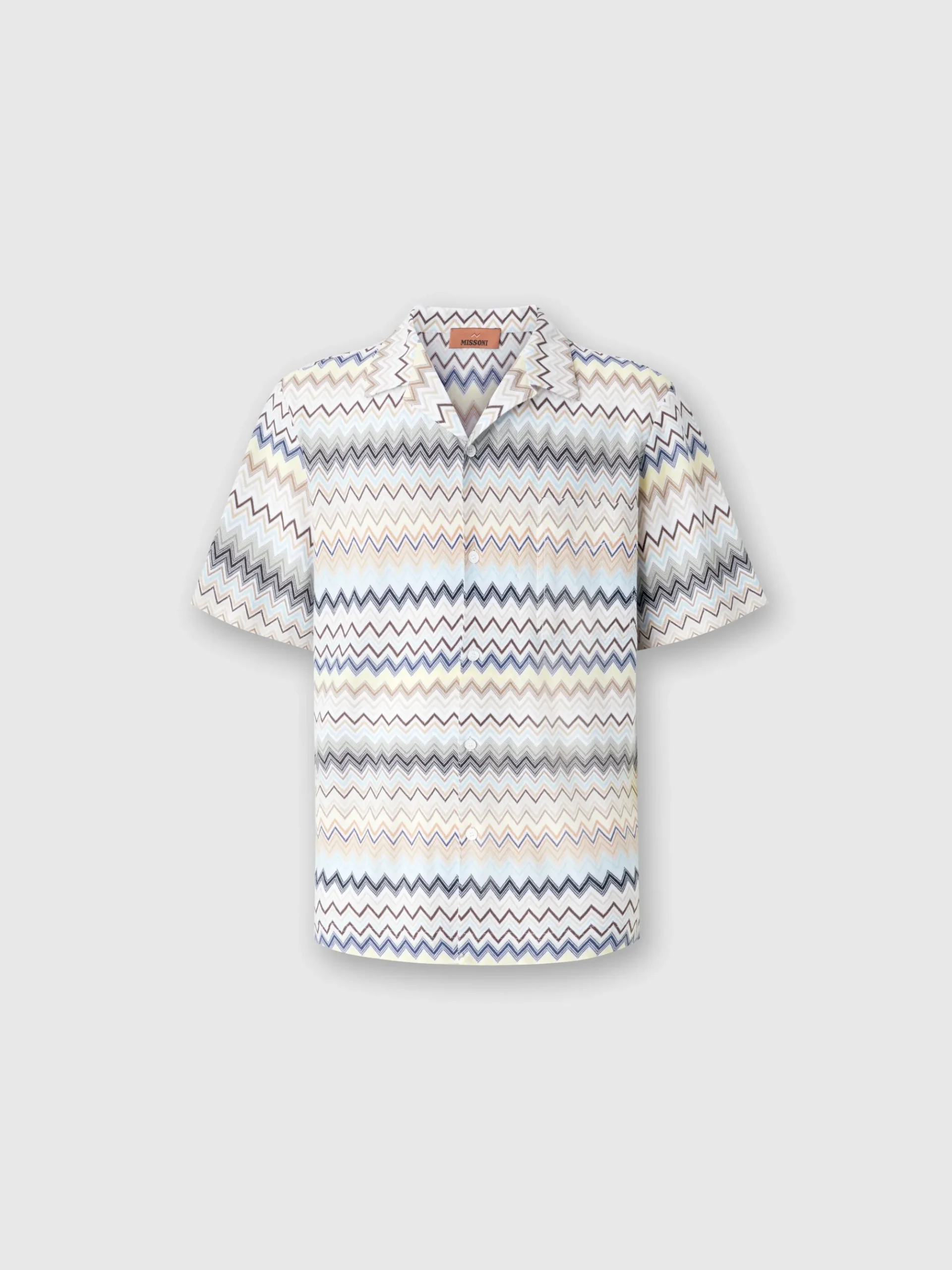 Bowling-cut shirt in zig zag cotton