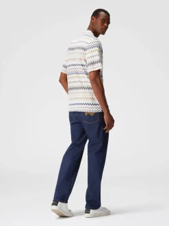 Bowling-cut shirt in zig zag cotton