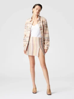 Caperdoni motif cotton blend mini skirt with slit