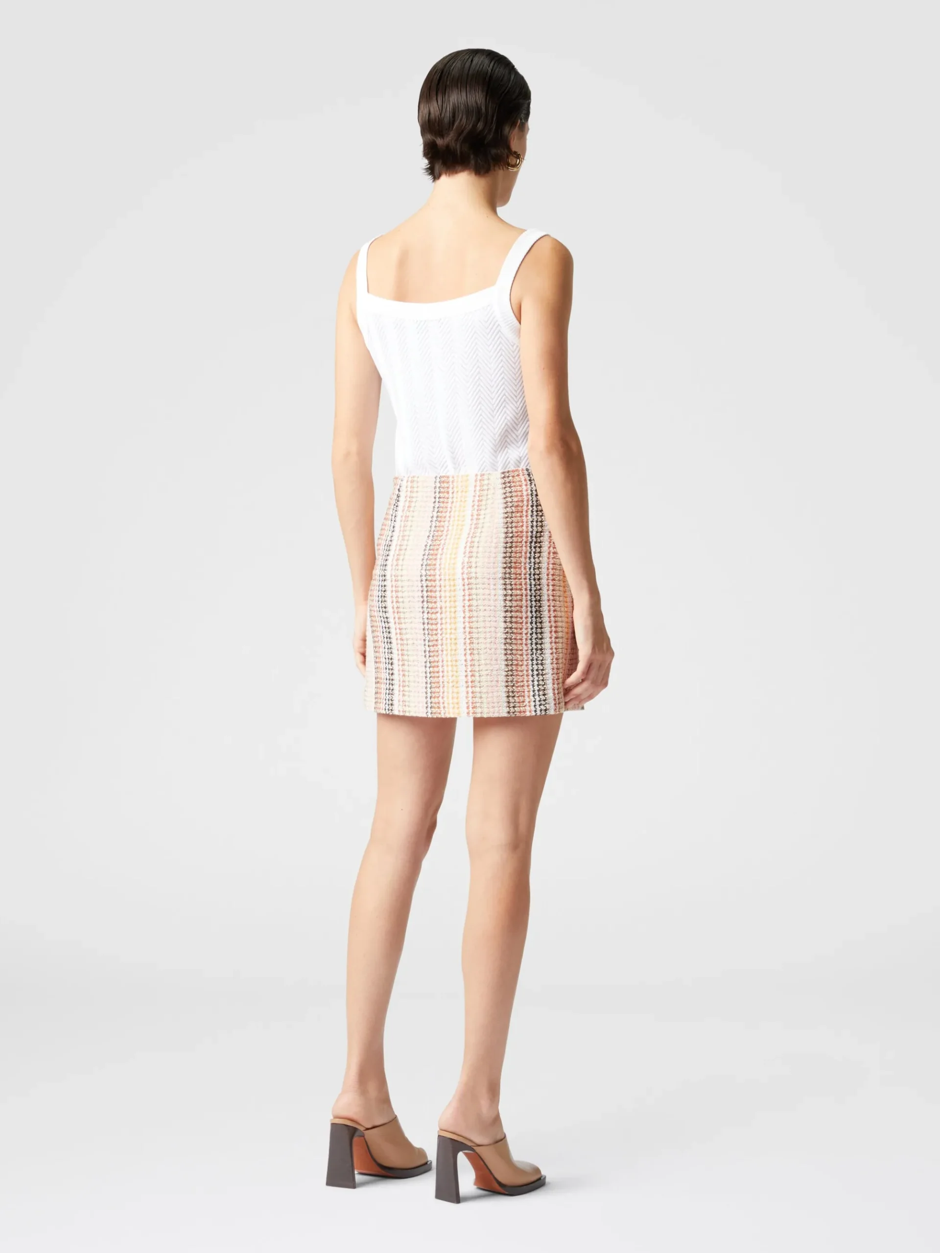 Caperdoni motif cotton blend mini skirt with slit