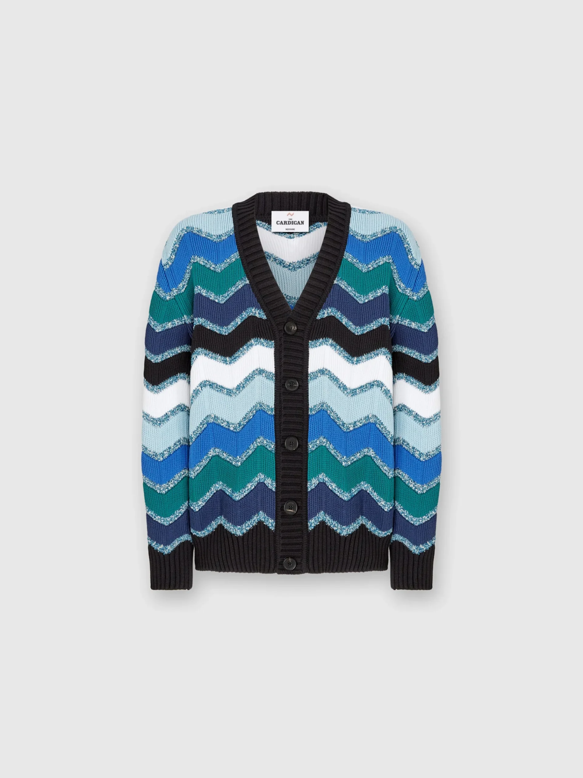 Cardigan with macro zigzag and mélange details