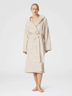 Chalk bathrobe in cotton terry with zigzag pattern