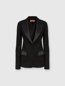 Chevron blazer with satin details
