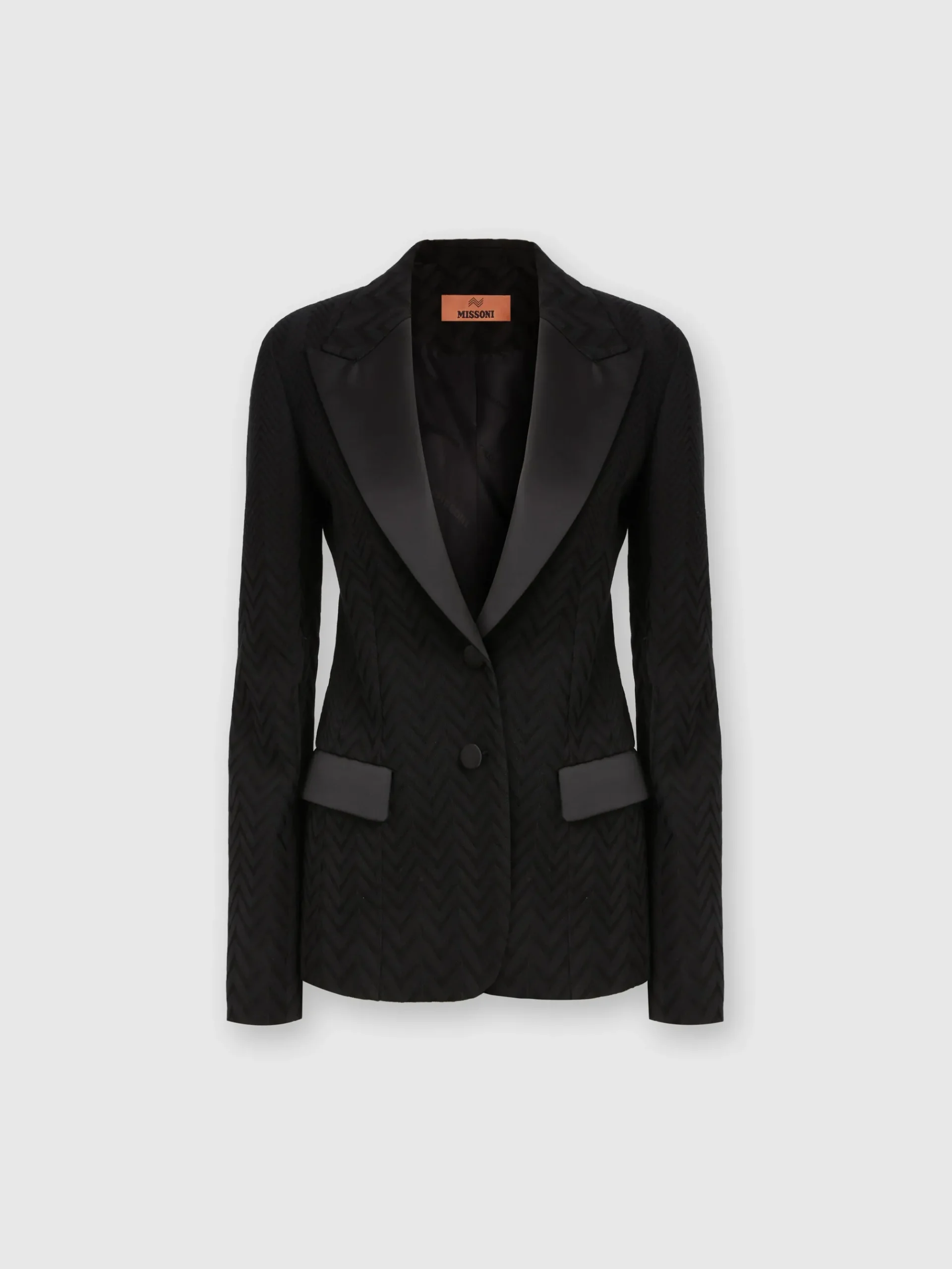 Chevron blazer with satin details