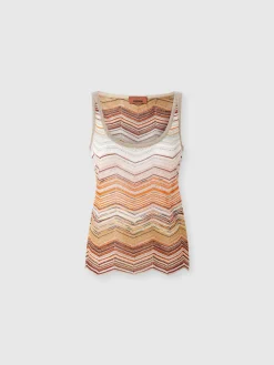 Chevron lamé tank top with sequins