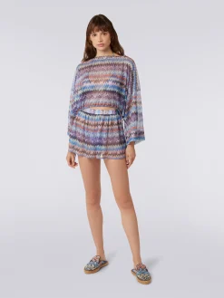 Chevron viscose tulle cover up shorts