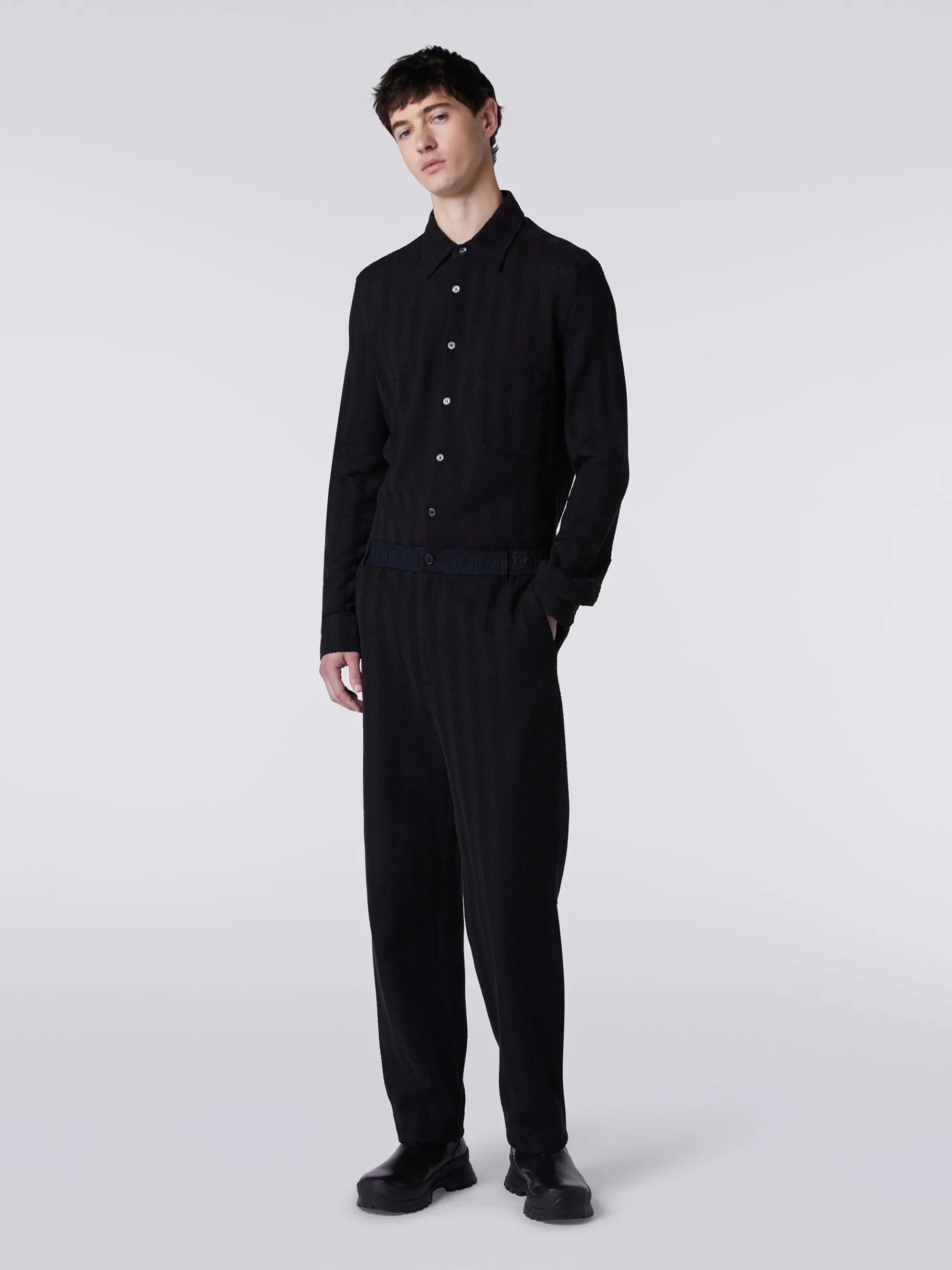 Classic cotton and viscose zigzag trousers