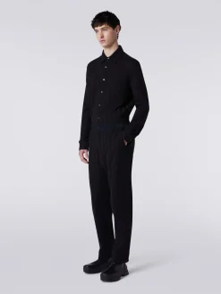 Classic cotton and viscose zigzag trousers