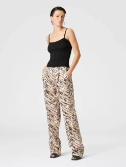 Classic trousers in animal print zig zag cotton