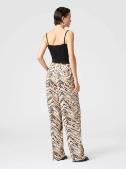 Classic trousers in animal print zig zag cotton