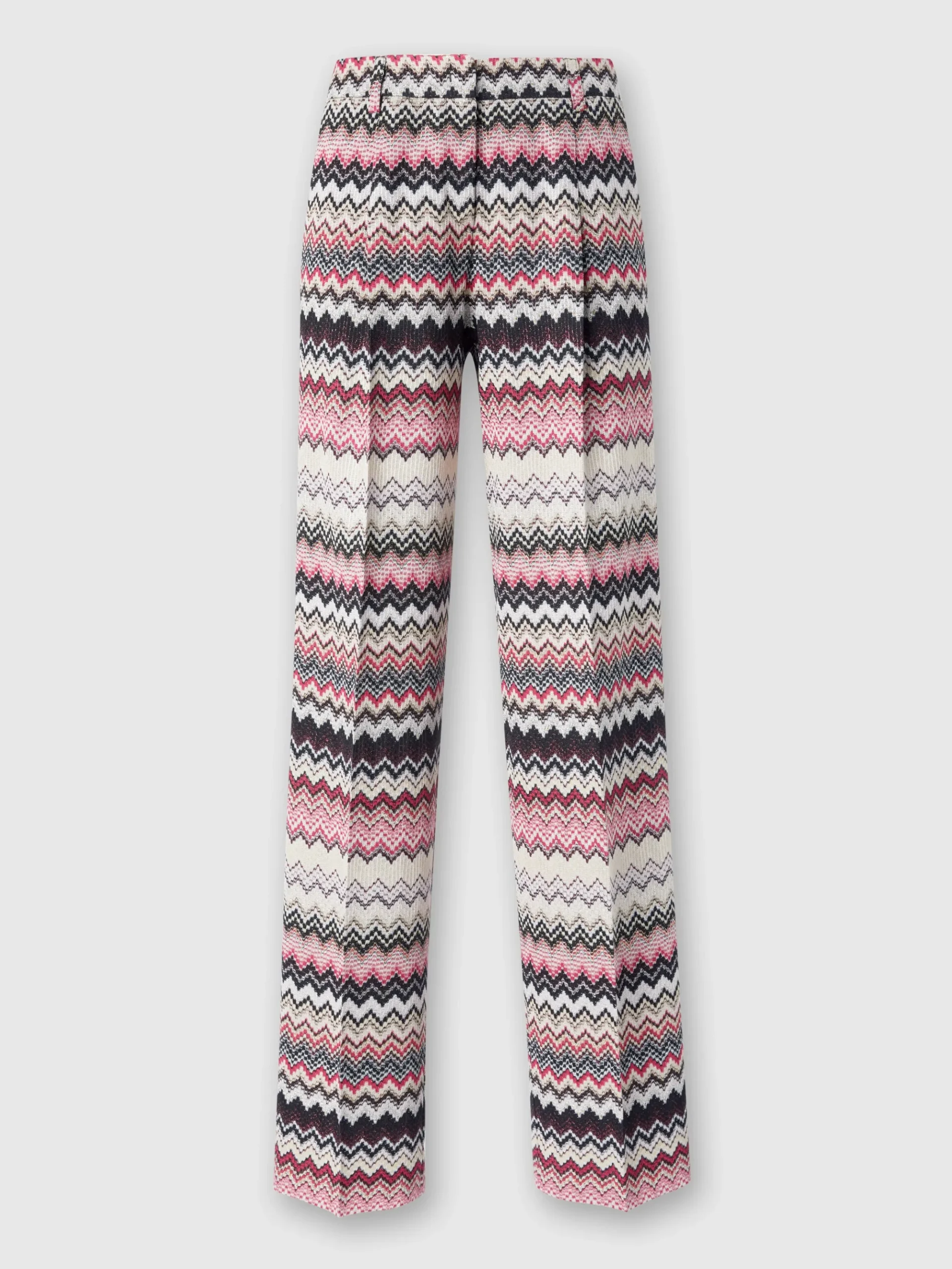 Classic trousers with lamé serrated zig zag pattern