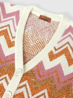 Cotton and cashmere lamé blend cardigan