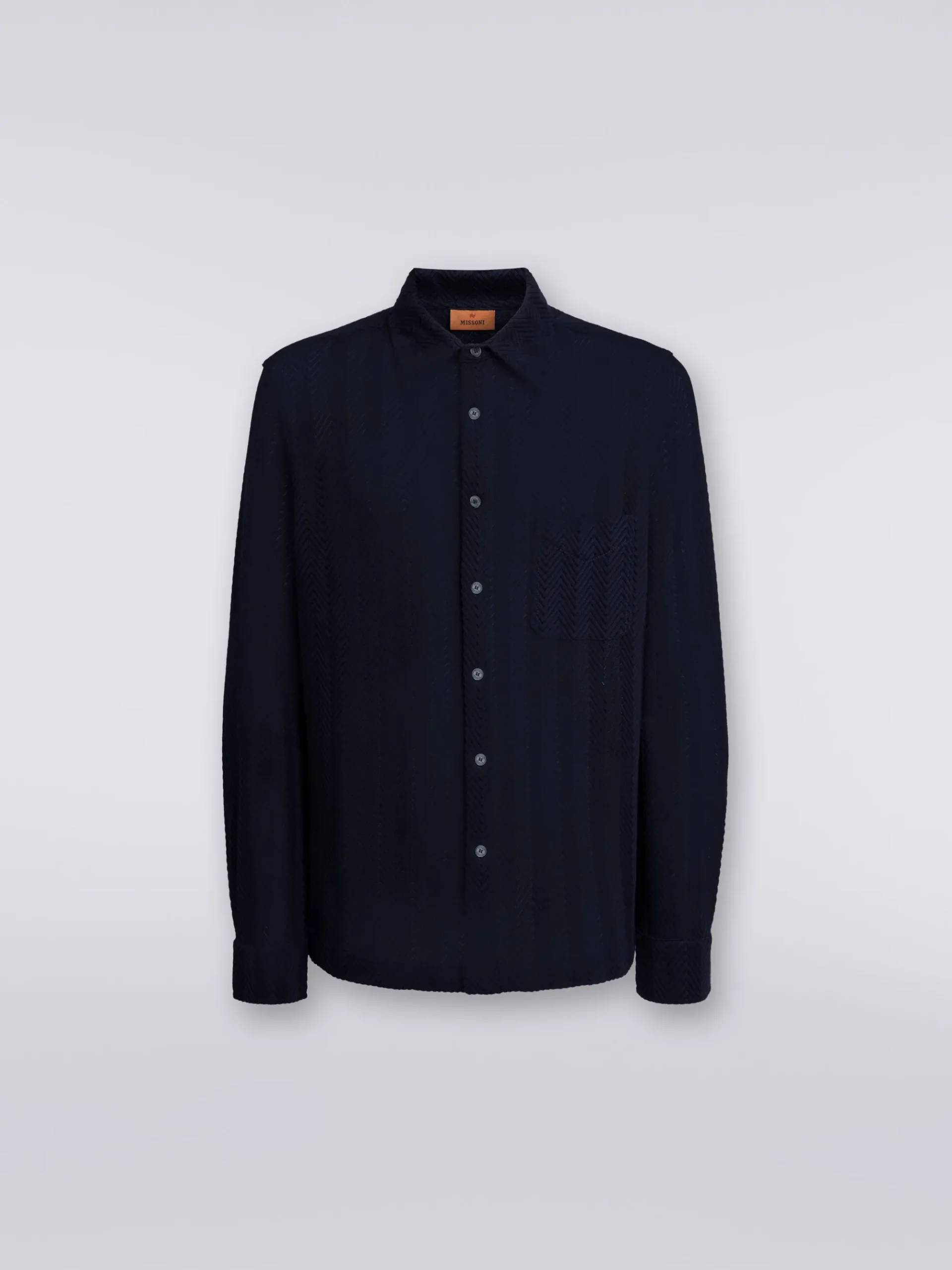 Cotton and viscose chevron shirt