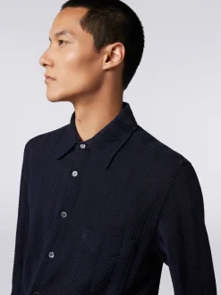 Cotton and viscose chevron shirt