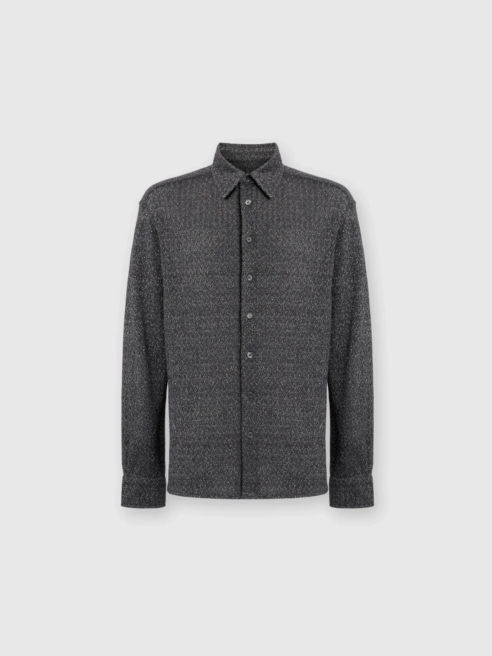 Cotton and viscose zig zag lamé shirt