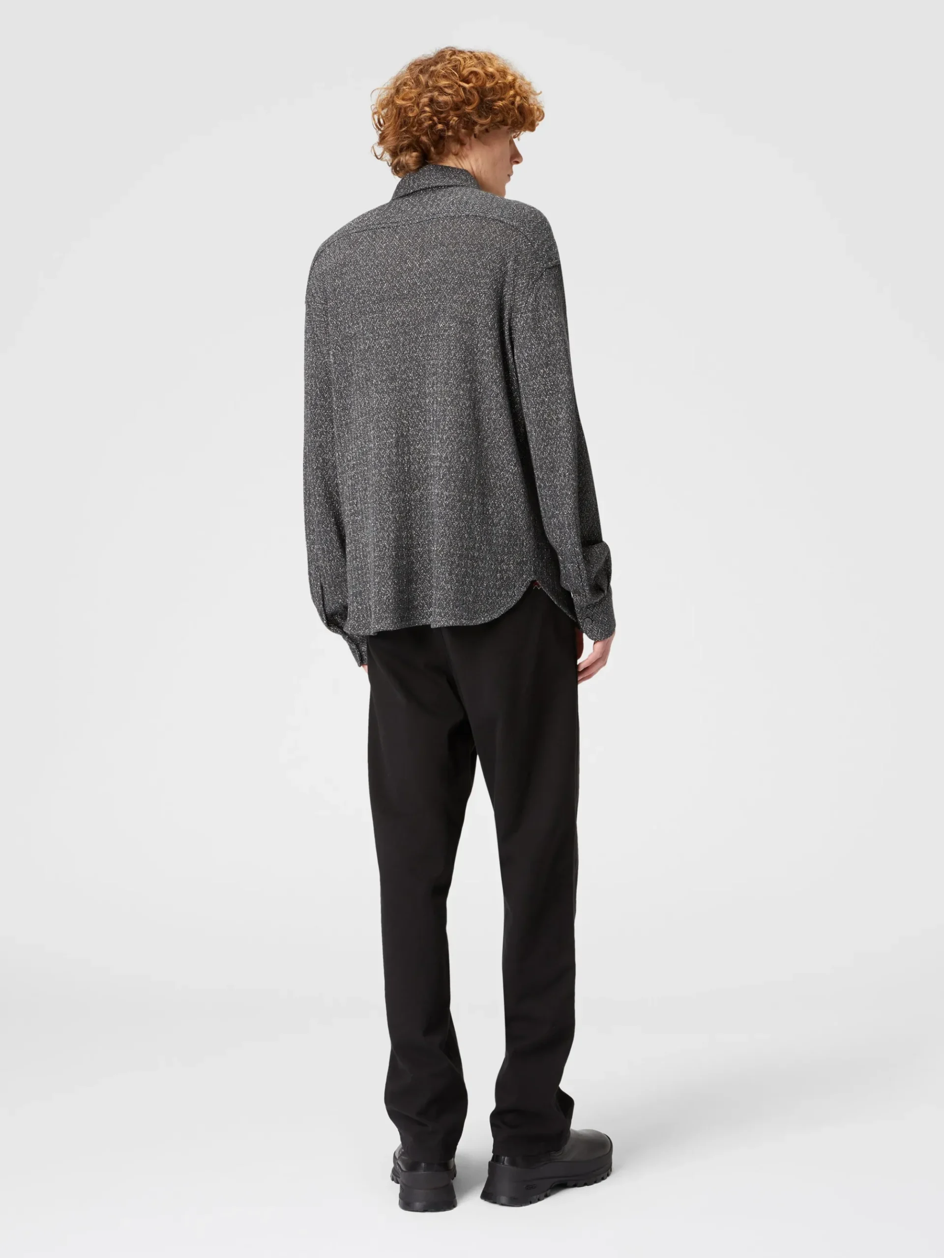 Cotton and viscose zig zag lamé shirt