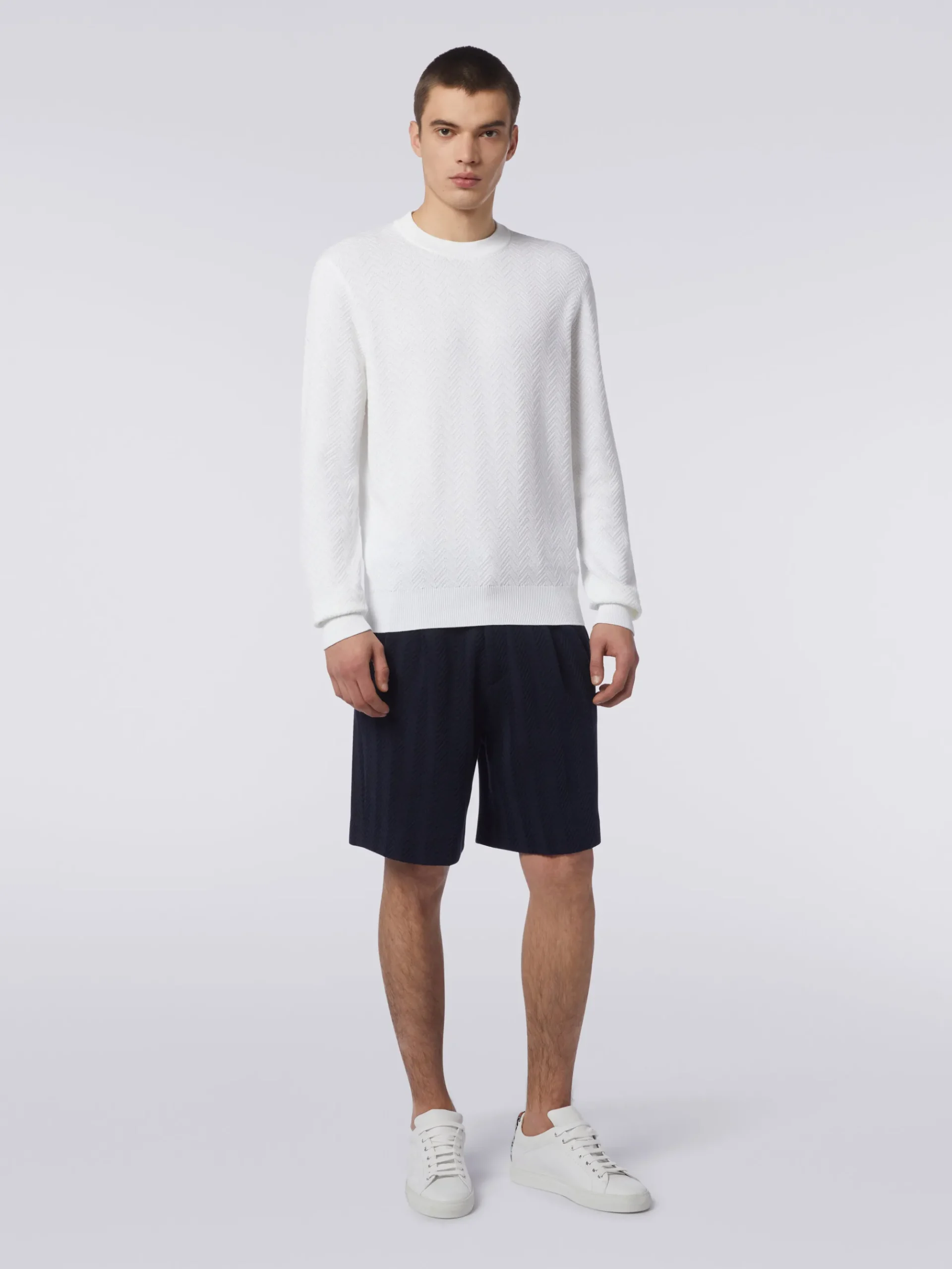 Cotton chevron crew-neck pullover