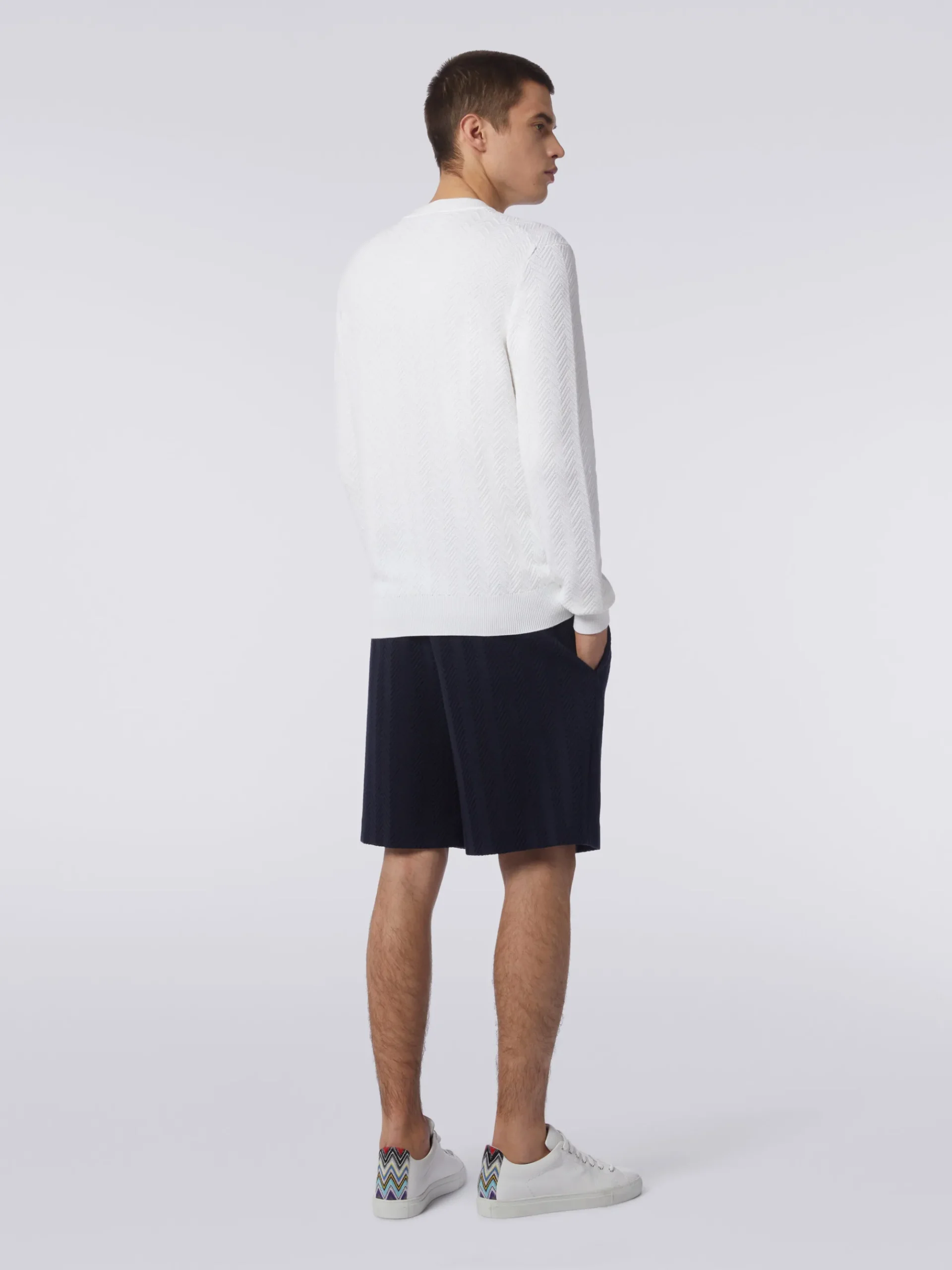 Cotton chevron crew-neck pullover