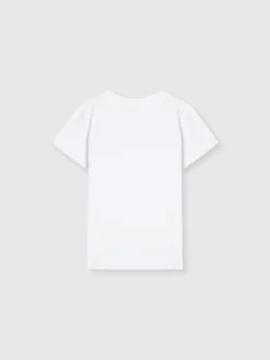 Cotton crewneck T-shirt with rhinestone lettering