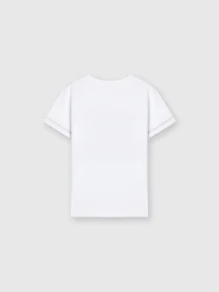 Cotton crewneck T-shirt with zigzag print and logo