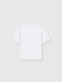 Cotton crewneck T-shirt with zig zag embroidered logo