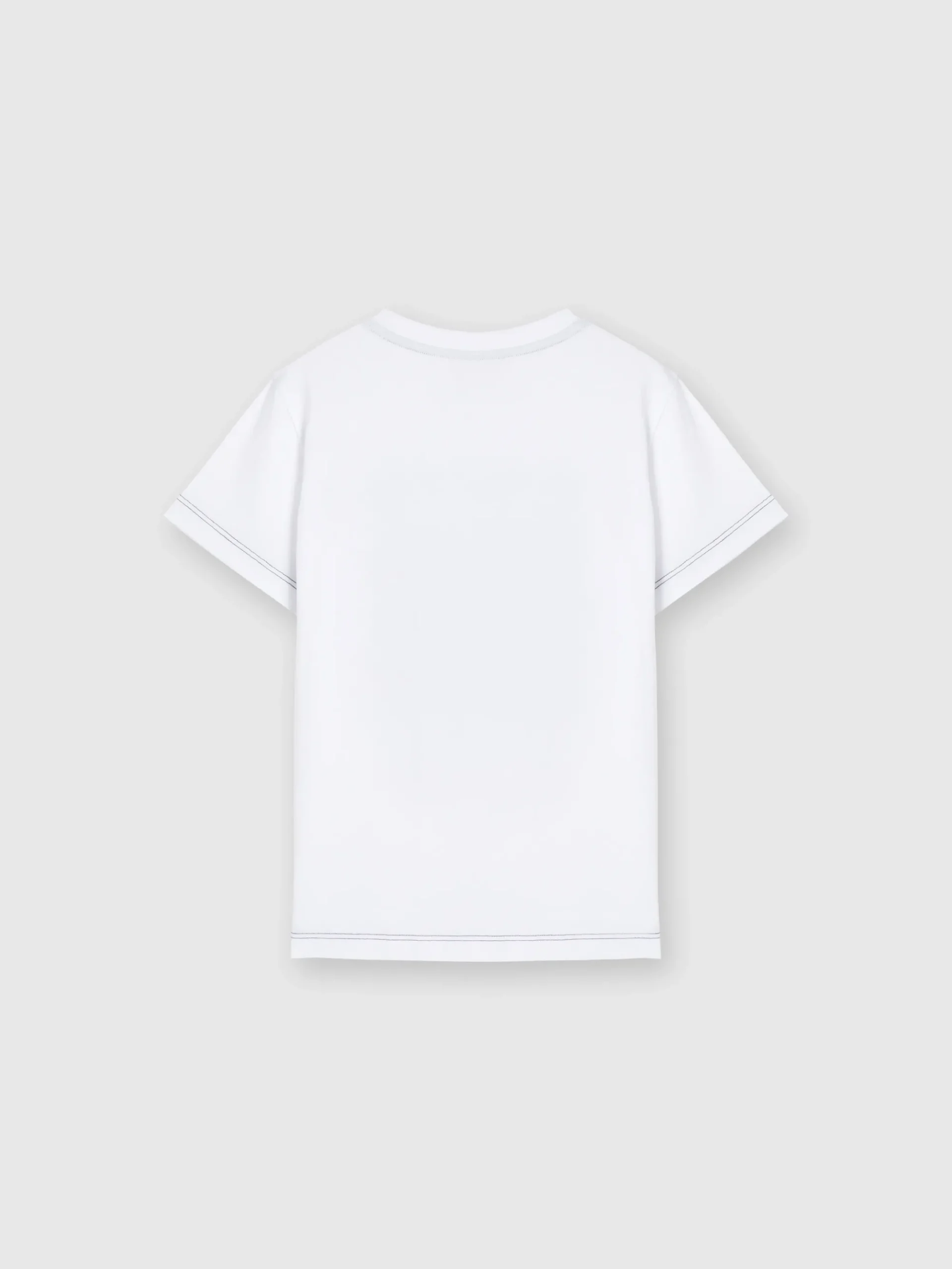 Cotton crewneck T-shirt with zigzag print and contrasting stitching