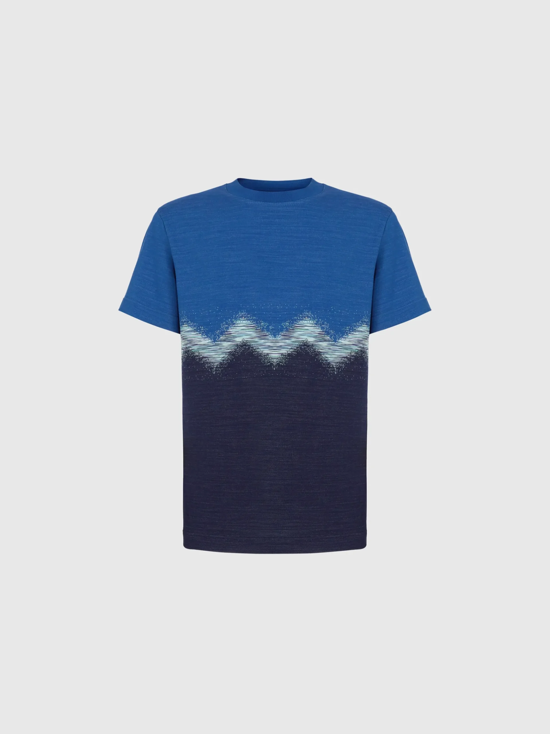 Cotton crewneck T-shirt with slub zigzag