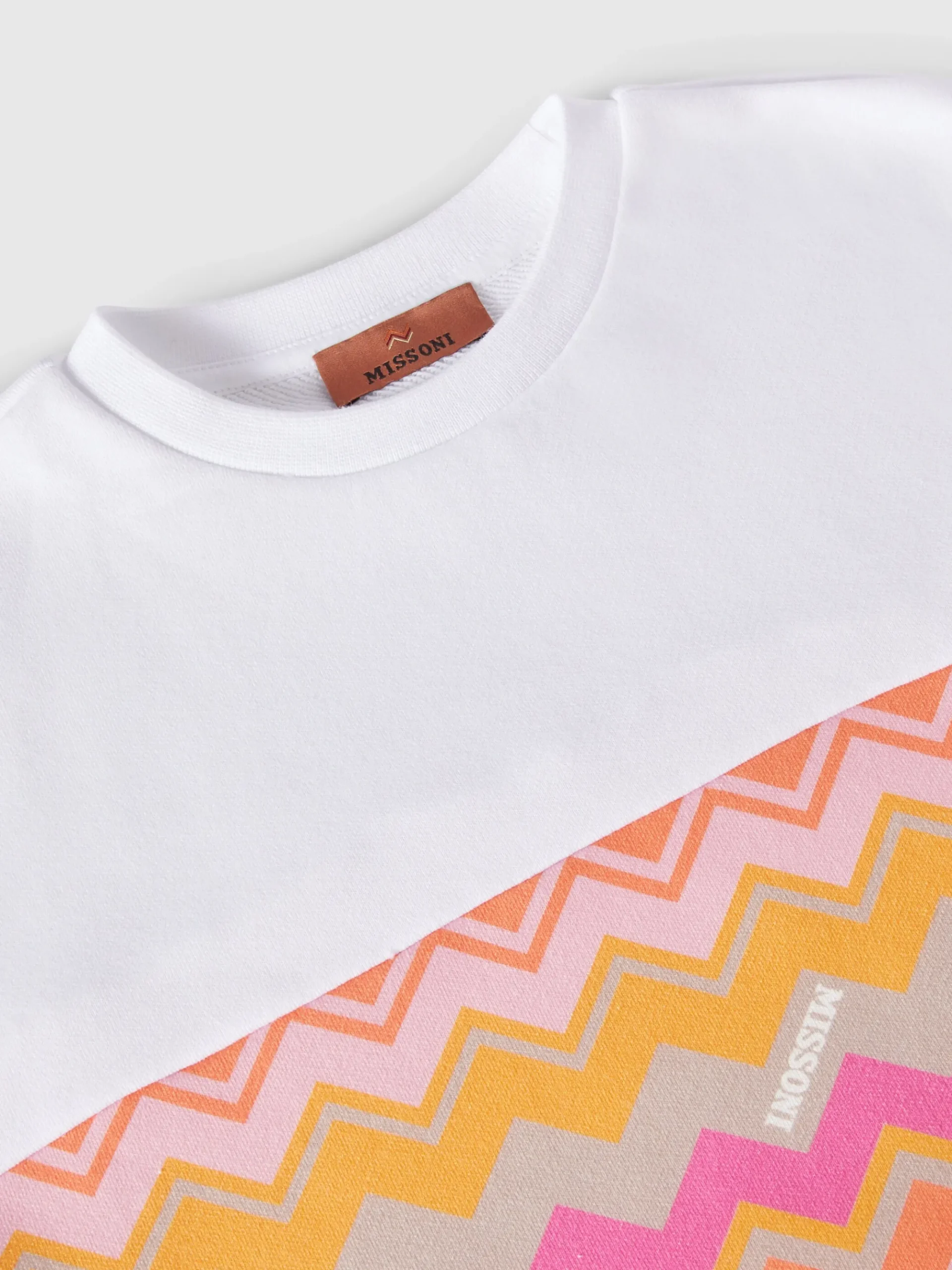 Cotton dress with zig zag inserts and logo