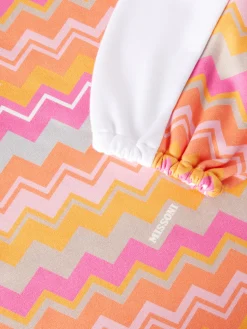 Cotton dress with zig zag inserts and logo